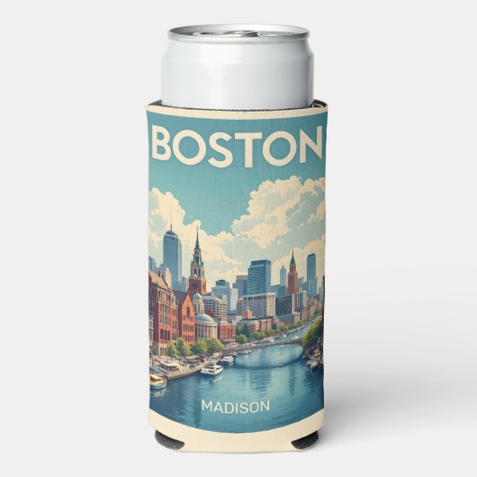 Aangepaste naam Boston Massachusetts Seltzer Blikjeskoeler (Seltzer Achterkant)