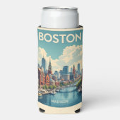 Aangepaste naam Boston Massachusetts Seltzer Blikjeskoeler (Seltzer Voorkant)