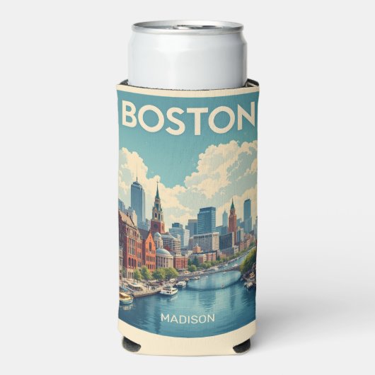 Aangepaste naam Boston Massachusetts Seltzer Blikjeskoeler (Seltzer Voorkant)