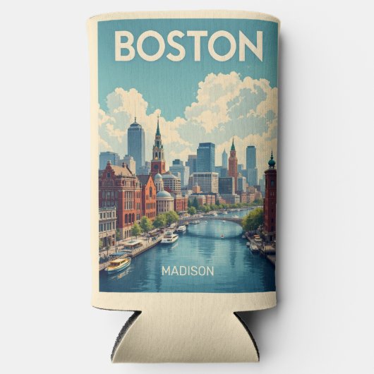 Aangepaste naam Boston Massachusetts Seltzer Blikjeskoeler (Voorkant)