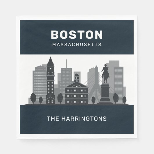 Aangepaste naam Boston Massachusetts Servet (Voorkant)