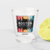 Aangepaste naam Boston Massachusetts Shot Glas (Voorkant)