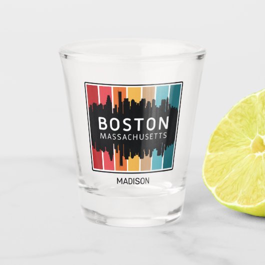 Aangepaste naam Boston Massachusetts Shot Glas (Voorkant)