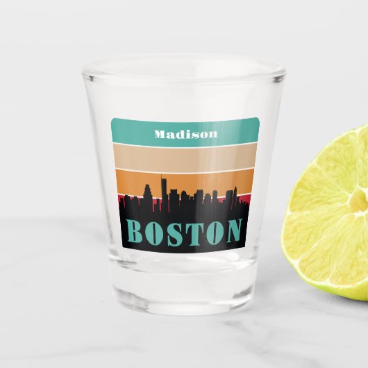 Aangepaste naam Boston Massachusetts Shot Glas (Voorkant)