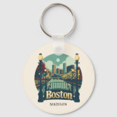 Aangepaste naam Boston Massachusetts Sleutelhanger (Voorkant)