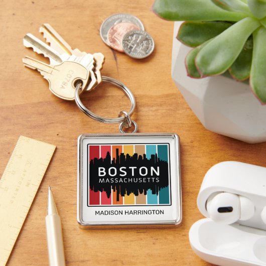 Aangepaste naam Boston Massachusetts Sleutelhanger (Bureau)