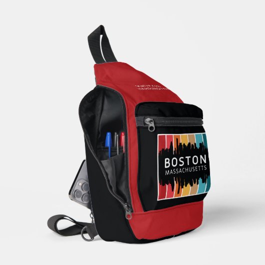 Aangepaste naam Boston Massachusetts Sling Bag (Open)