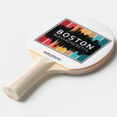 Aangepaste naam Boston Massachusetts Tafeltennisbatje (Voorkant Gekanteld)