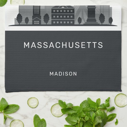 Aangepaste naam Boston Massachusetts Theedoek (Gevouwen)