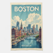 Aangepaste naam Boston Massachusetts Theedoek (Verticaal)