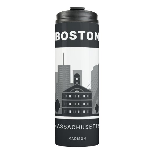 Aangepaste naam Boston Massachusetts Thermosbeker (Voorkant)