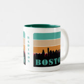 Aangepaste naam Boston Massachusetts Tweekleurige Koffiemok (Voorkant rechts)