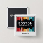 Aangepaste naam Boston Massachusetts Vierkante Button 5,1 Cm (Voorkant /achterkant)