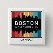 Aangepaste naam Boston Massachusetts Vierkante Button 5,1 Cm (Voorkant)