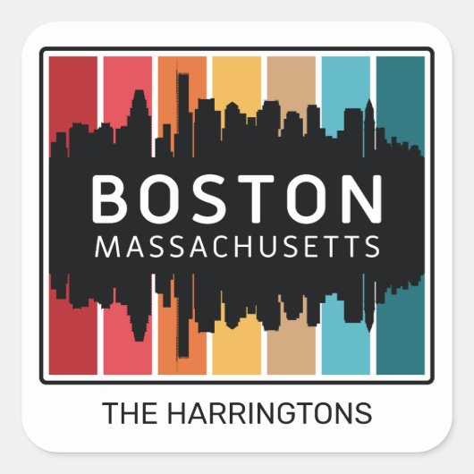 Aangepaste naam Boston Massachusetts Vierkante Sticker (Voorkant)