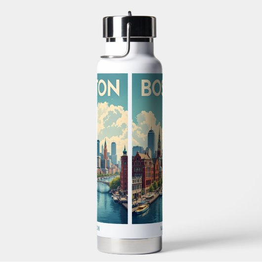 Aangepaste naam Boston Massachusetts Waterfles (Rechts)