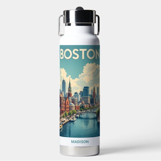 Aangepaste naam Boston Massachusetts Waterfles (Voorkant)