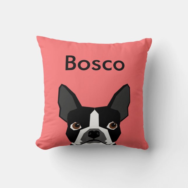 Aangepaste naam Boston Terrier Pillow Pet Pillow Kussen (Voorkant)