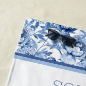 Aangepaste naam Botanische Blauwe Bloem Delicate B Strandlaken (In situ)