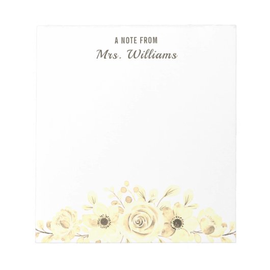 Aangepaste naam botanische bloemen bloemen een opm notitieblok (Voorkant)