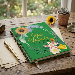 Aangepaste naam botanische zonnebloem lelie spiraa notitieboek