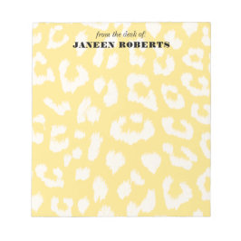 Aangepaste Naam Boter Geel Leopard Print Notitieblok