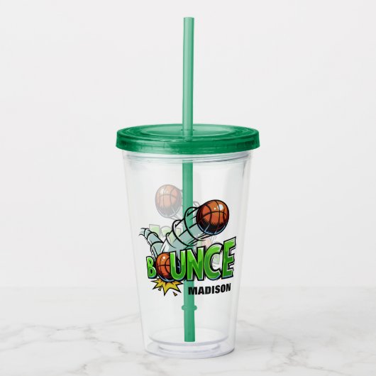 Aangepaste naam BOUNCE Basketbal tumblers Acryl Drinkbeker (Voorkant)