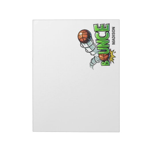 Aangepaste naam "Bounce" Basketball-notebooks Notitieblok (Linkerzijde)
