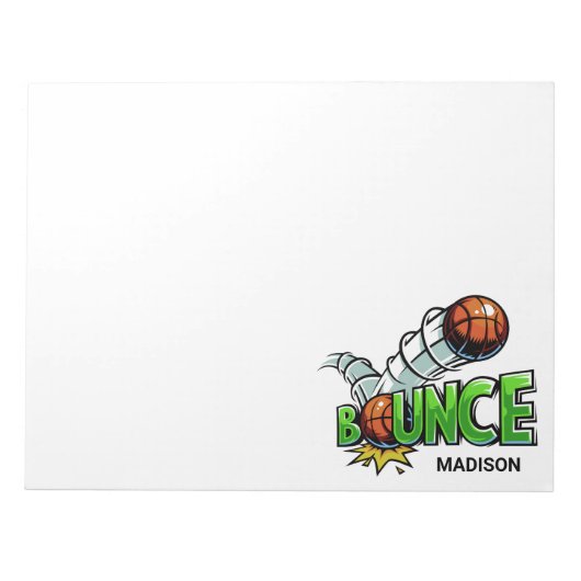 Aangepaste naam "Bounce" Basketball-notebooks Notitieblok (Voorkant)