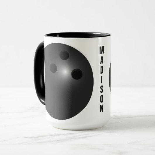 Aangepaste naam Bowling Ball mokken (Voorkant links)