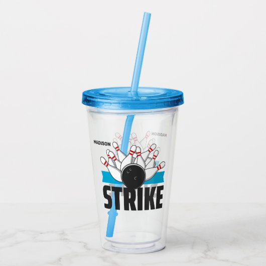 Aangepaste naam Bowling Strike Acryl Drinkbeker (Achterkant)