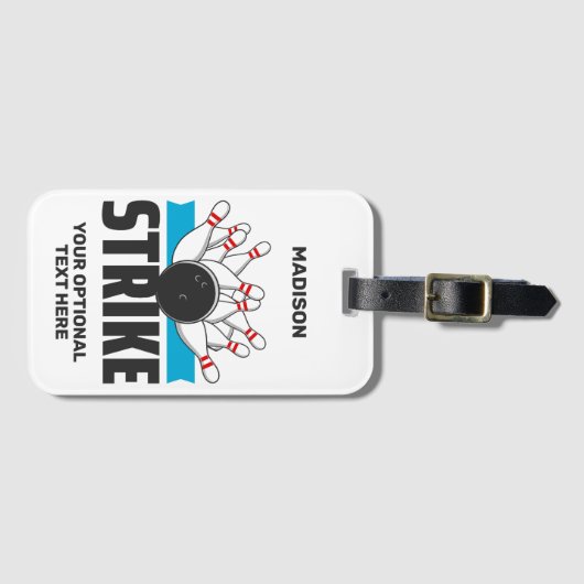 Aangepaste naam Bowling Strike Bagagelabel (Voorkant (horizontaal))