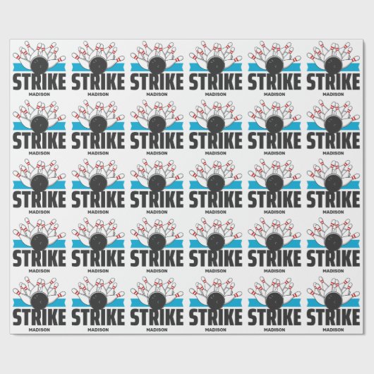 Aangepaste naam Bowling Strike Cadeaupapier (Vlak)