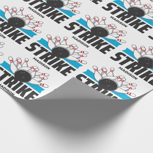 Aangepaste naam Bowling Strike Cadeaupapier (Hoek)