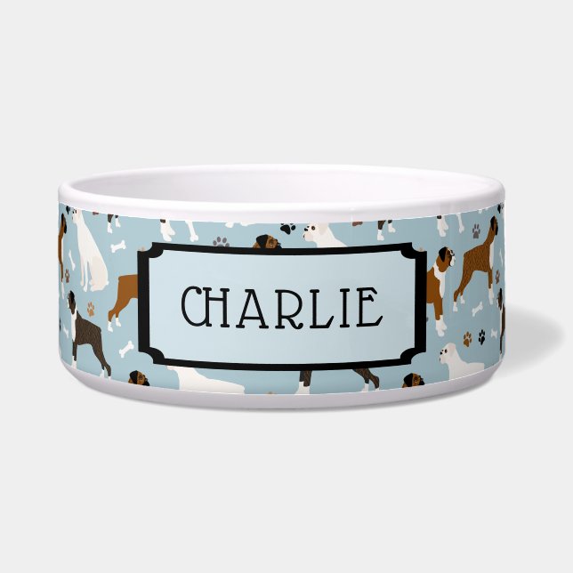 Aangepaste naam Boxer Dog-Botten en -poten Voerbakje (Voorkant)