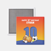Aangepaste naam Boy 10th Birthday Sportballen Magneet (Voorkant / Achterkant)