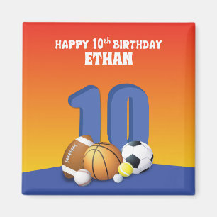 Aangepaste naam Boy 10th Birthday Sportballen Magneet