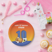 Aangepaste naam Boy 10th Birthday Sportballen Papieren Bordje (Feest)