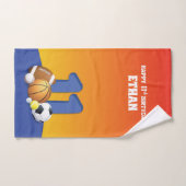 Aangepaste naam Boy 11th Birthday Sports Balls Bad Handdoek (Handdoek)