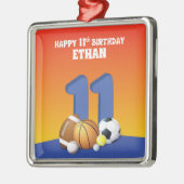 Aangepaste naam Boy 11th Birthday Sports Balls Metalen Ornament (Links)