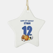 Aangepaste naam Boy 12th Birthday Sports Balls Keramisch Ornament (Rechts)