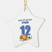 Aangepaste naam Boy 12th Birthday Sports Balls Keramisch Ornament (Links)