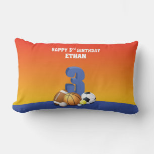 Aangepaste naam Boy 3rd Birthday Sports Balls Kussen