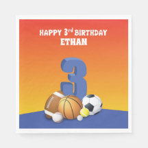 Aangepaste naam Boy 3rd Birthday Sports Balls