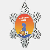 Aangepaste naam Boy 3rd Birthday Sports Balls Tin Sneeuwvlok Ornament (Rechts)