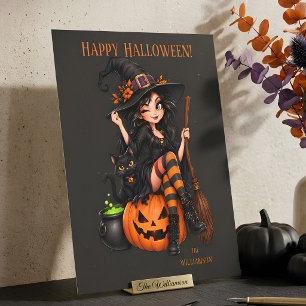 Aangepaste naam Boze Heks Halloween Briefkaart