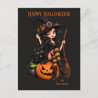 Aangepaste naam Boze Heks Halloween Briefkaart