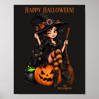 Aangepaste naam Boze Heks Halloween Poster