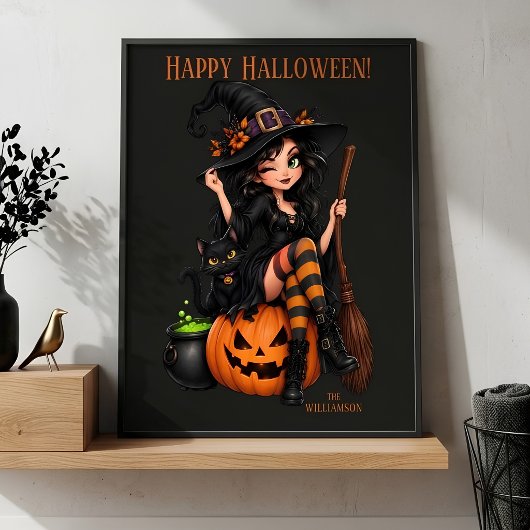 Aangepaste naam Boze Heks Halloween Poster