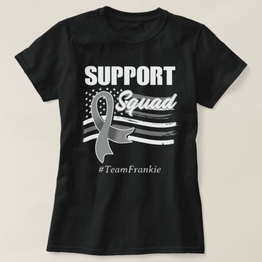 Aangepaste naam Brain Cancer Awareness Support Squ T-shirt (Design voorkant)